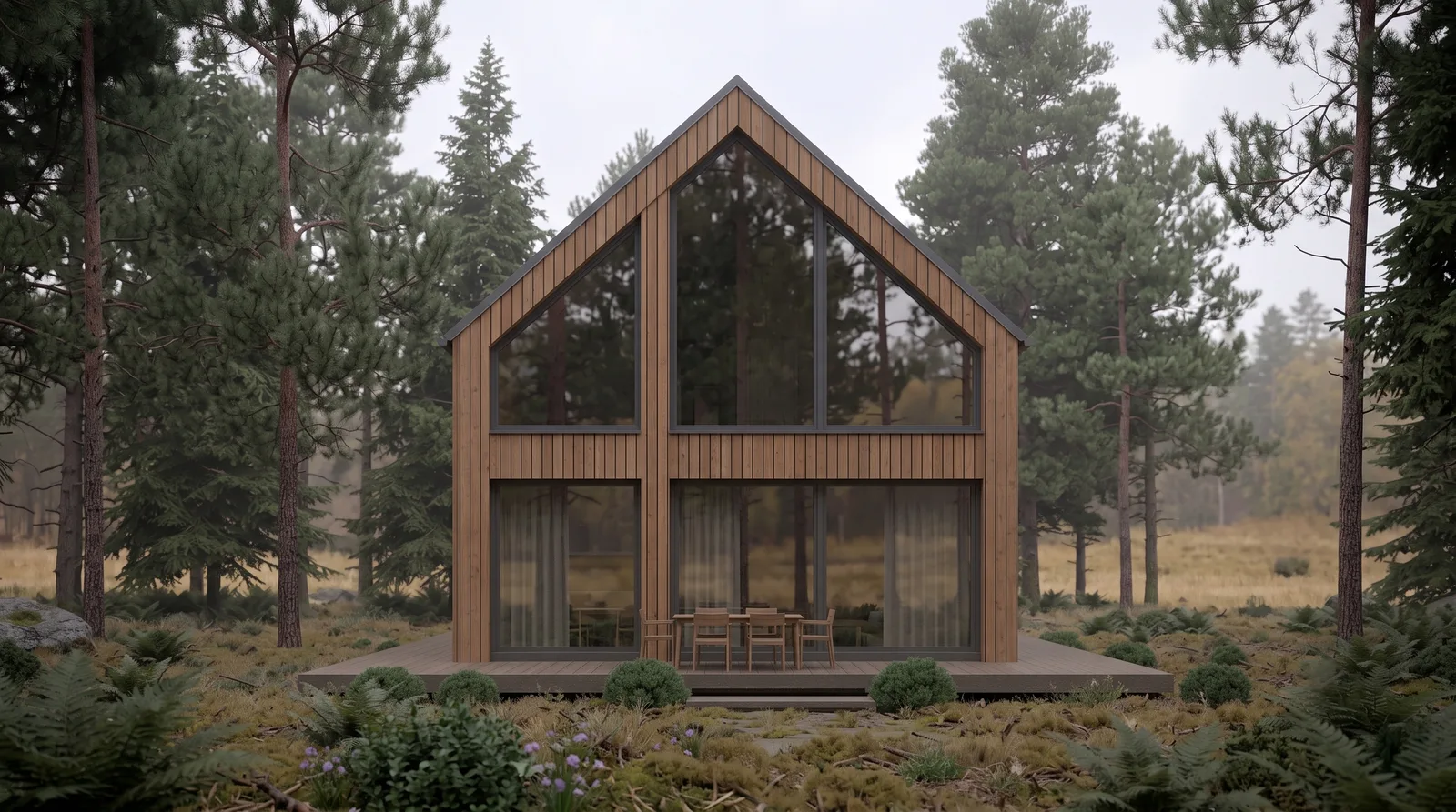 Dom modułowy WOODEN 120 elewacja frontowa